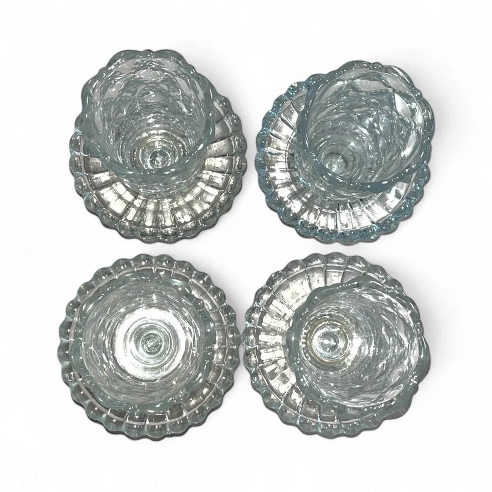 Set of 4 Retired Vintage PartyLite Quilted Pattern Crystal Candle Holders P9246 - Picture 6 of 11